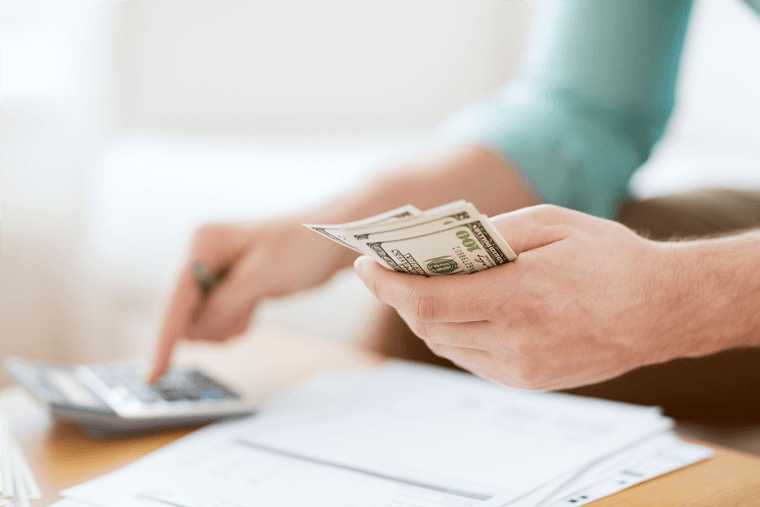 Collecting Manager is holding document with title Debt collection.